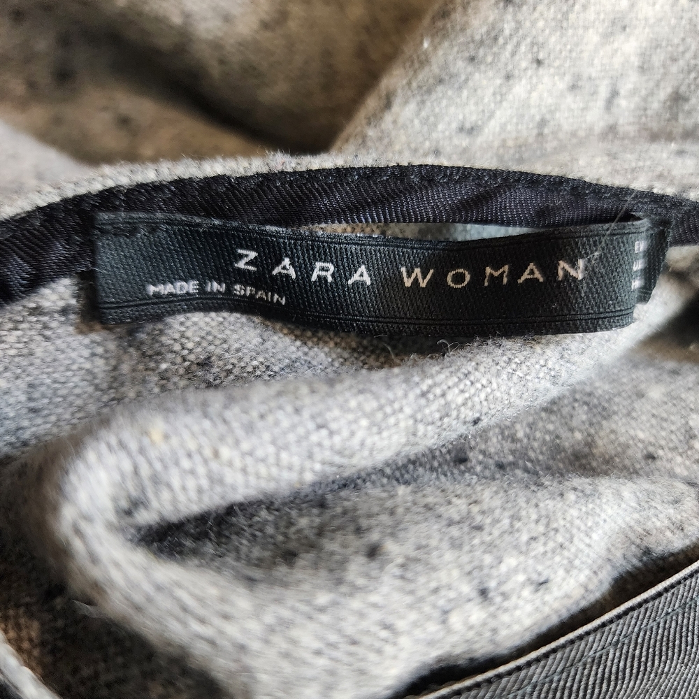 ZARA Speckled Mulberry Silk Wool Midi Dress Gray Woven A-line Dress XS - Picture 10 of 15